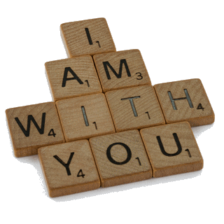 wooden tiles spelling I AM WITH YOU